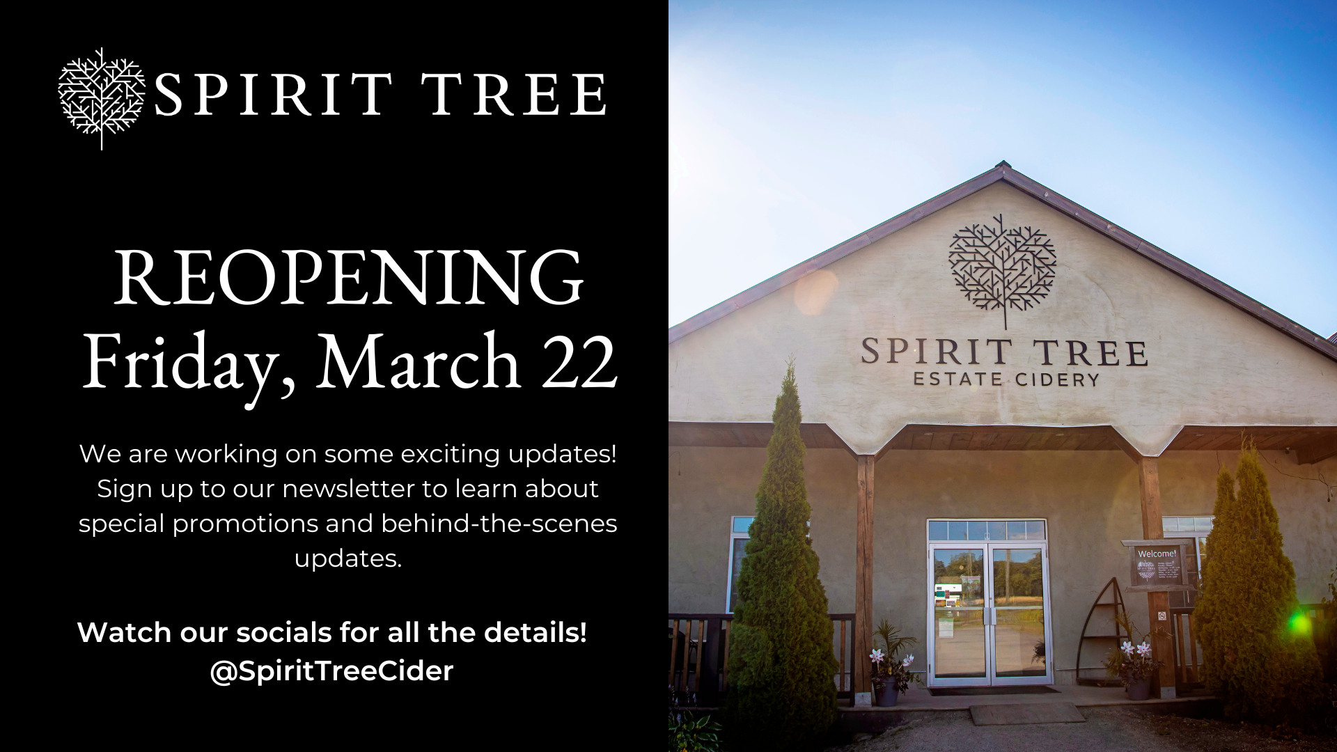Spirit Tree is reopening on March 22, 2024