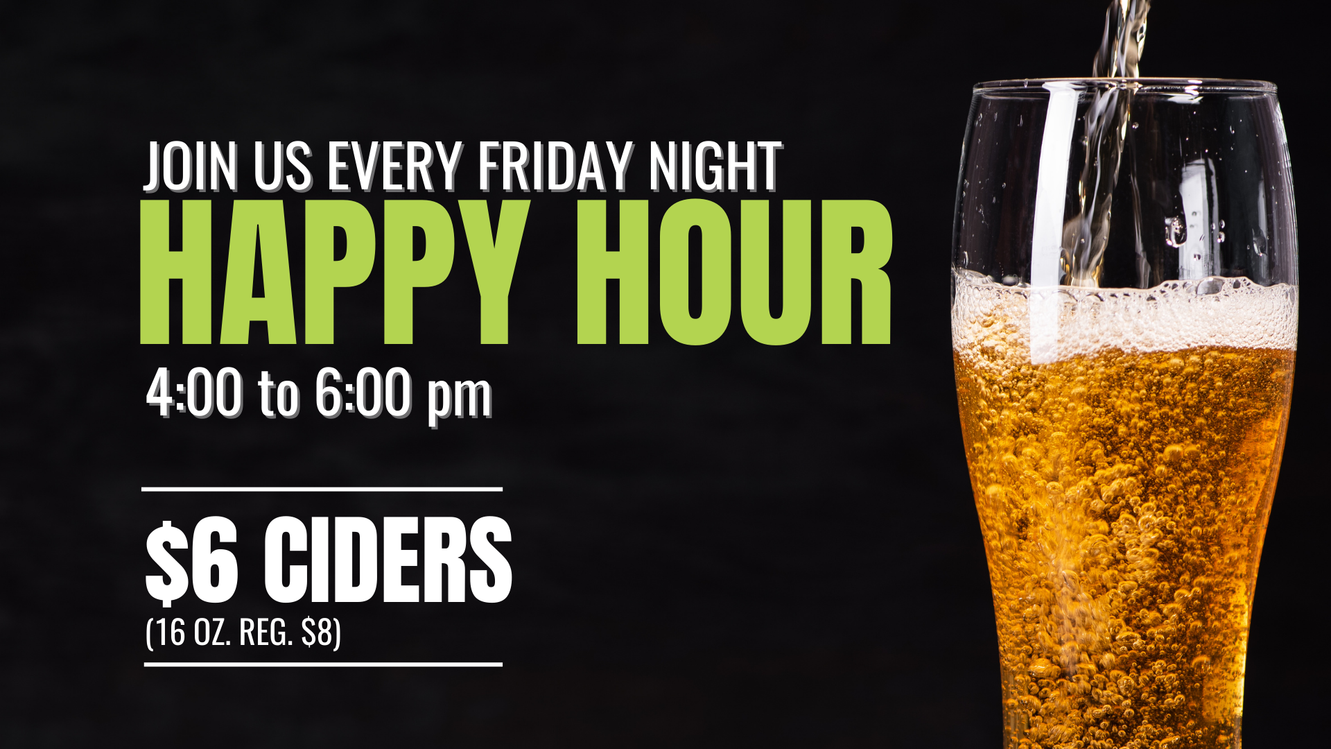 Happy Hour at Spirit Tree every Friday night from 4 to 6pm