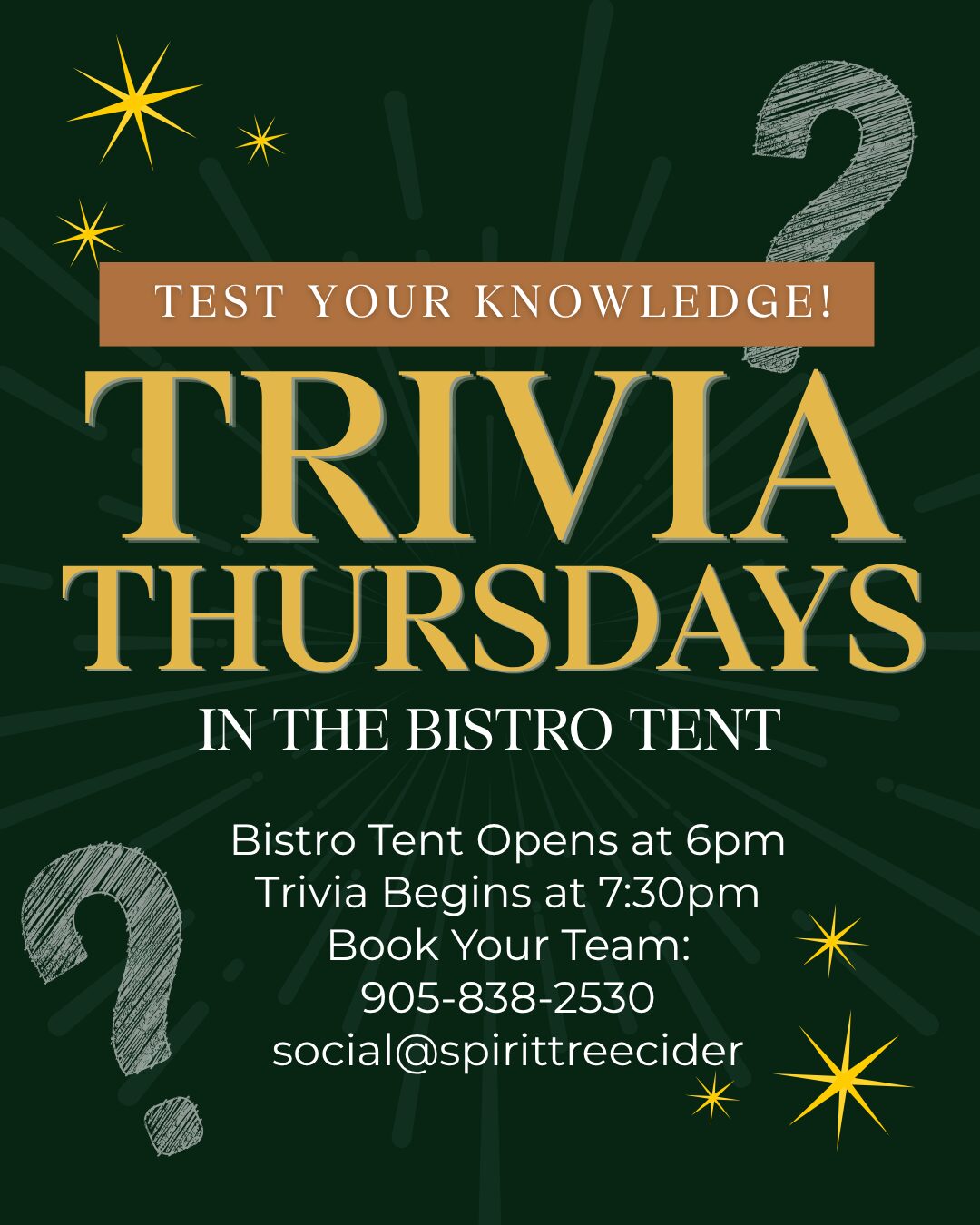 Trivia Night Thursdays at Spirit Tree