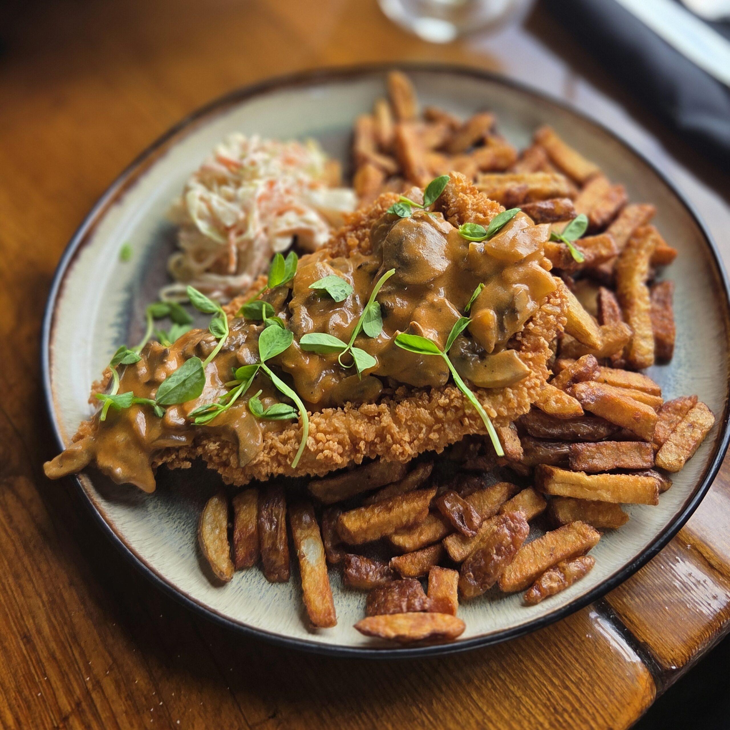 Chicken Schnitzel with Hunter Sauce