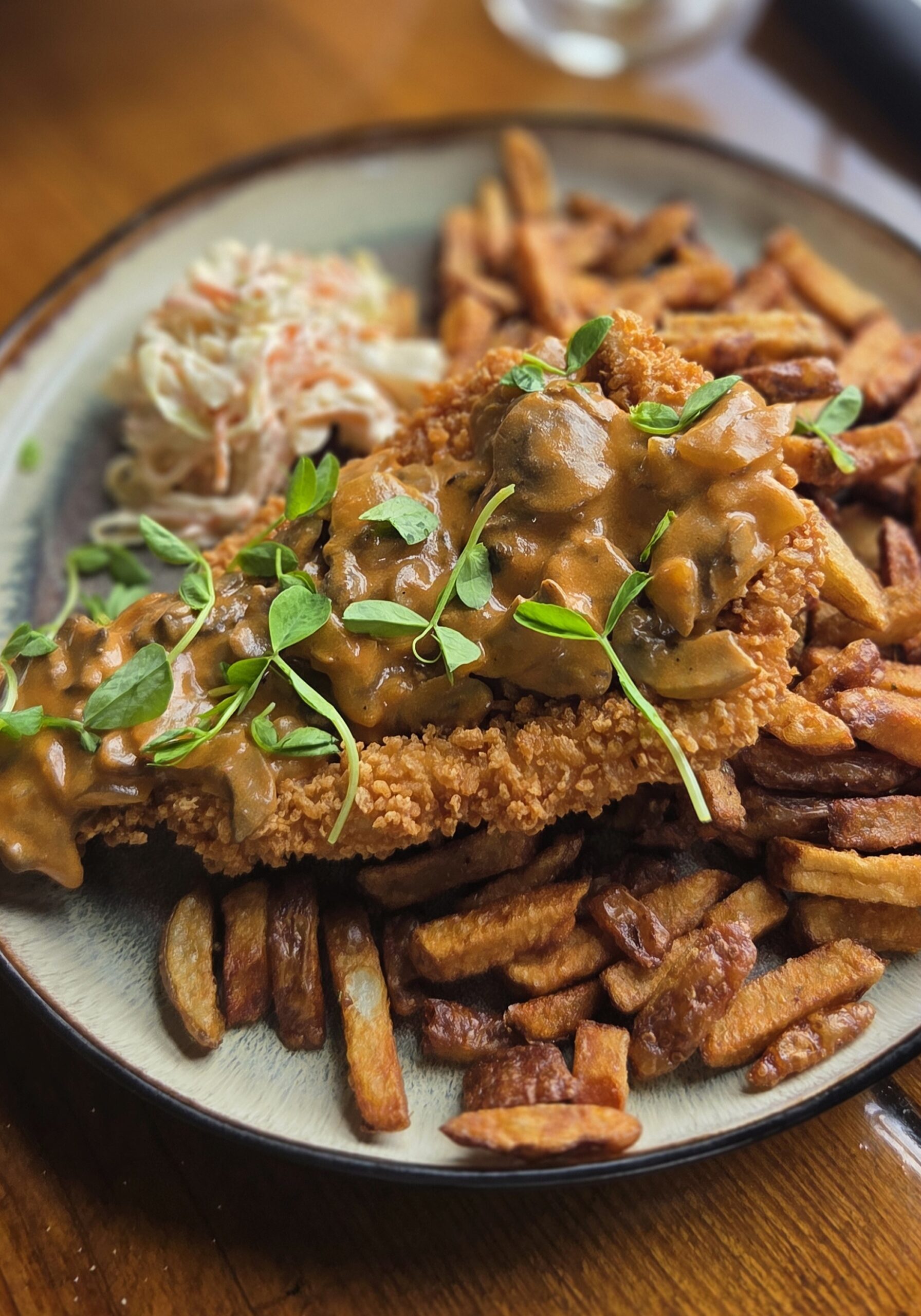 Chicken Schnitzel with Hunter Sauce